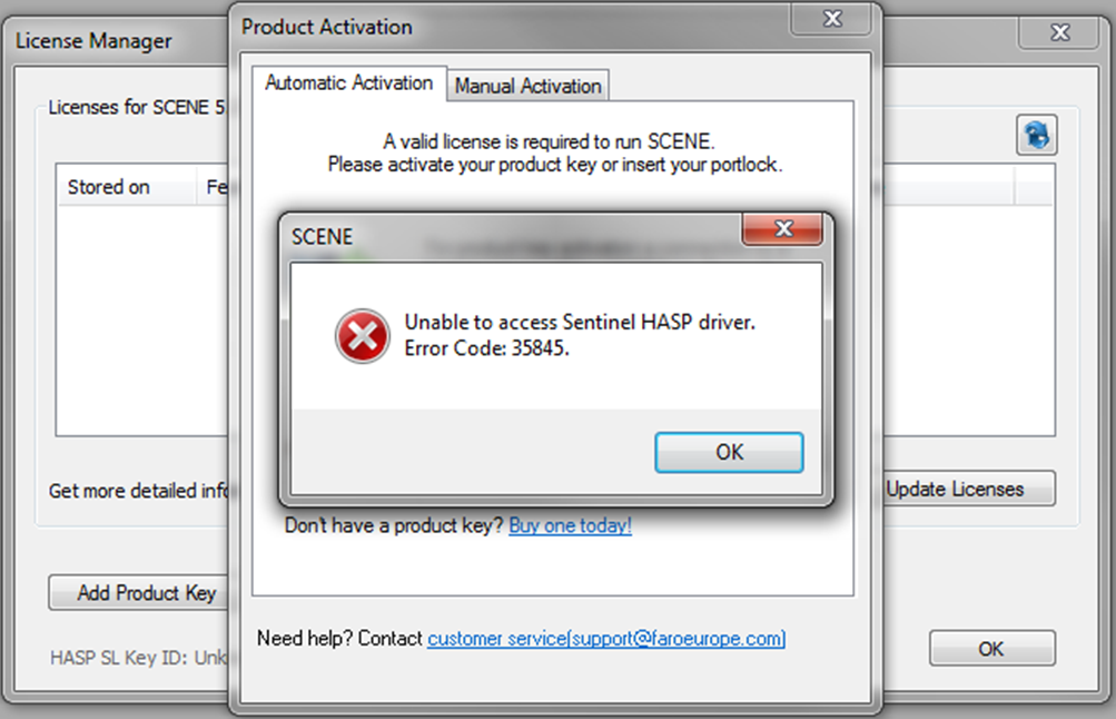 Error Safenet Code 35845 Sentinel Hasp License Driver Faro