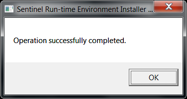 Sentinel Uninstall Operation Successfully Completed Window