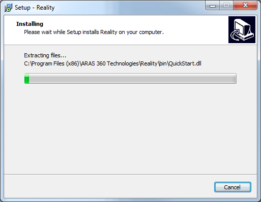 Reality Setup Install Screen