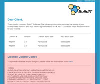 Correo electrónico de la licencia de BuildIT